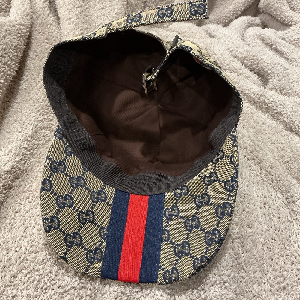NWOT Gucci Beige and Black Patterned Cap, Size M - Picture 5 of 6